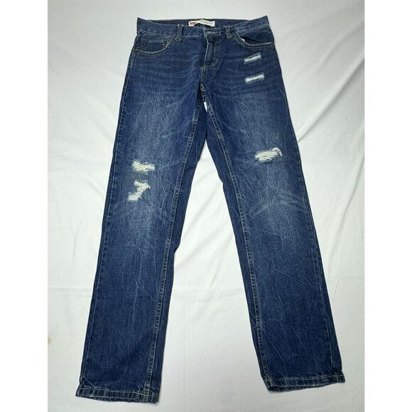 Levi’s 502 Youth Boys Distressed Straight Leg Blue Jeans - Size 14 (30x28) - Picture 1 of 7